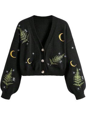 Gothic Halloween Cardigan Sweater for Women - Button-Up Cozy Layering Piece